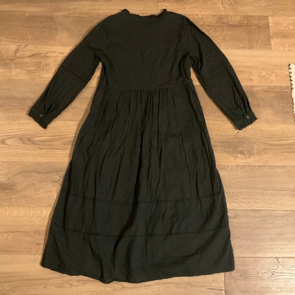 J. Crew Factory black 3/4 sleeve Swiss dot maxi dress, M - Picture 3 of 9